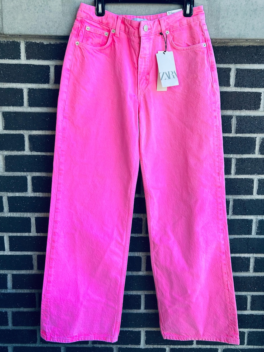 Zara Hot Pink Wide-Leg Jeans